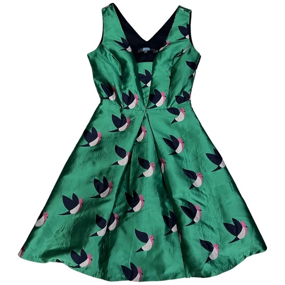 Eva Franco Dresses & Skirts - Eva Franco Birdie Print Fit & Flare Green Dress
